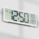 Screen Digital Wall & Desk Clock, Battery Powered Large Digit Timepiece with Weekday Calendar, Indoor Thermometer & Auto Daylight Saving Adjustment
