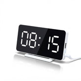 Mirror Surface Led Digital Wake-Up Clock, Built-In Device Charging Port, Dual Independent Wake Alarms With Adjustable Screen Brightness & Snooze Feature