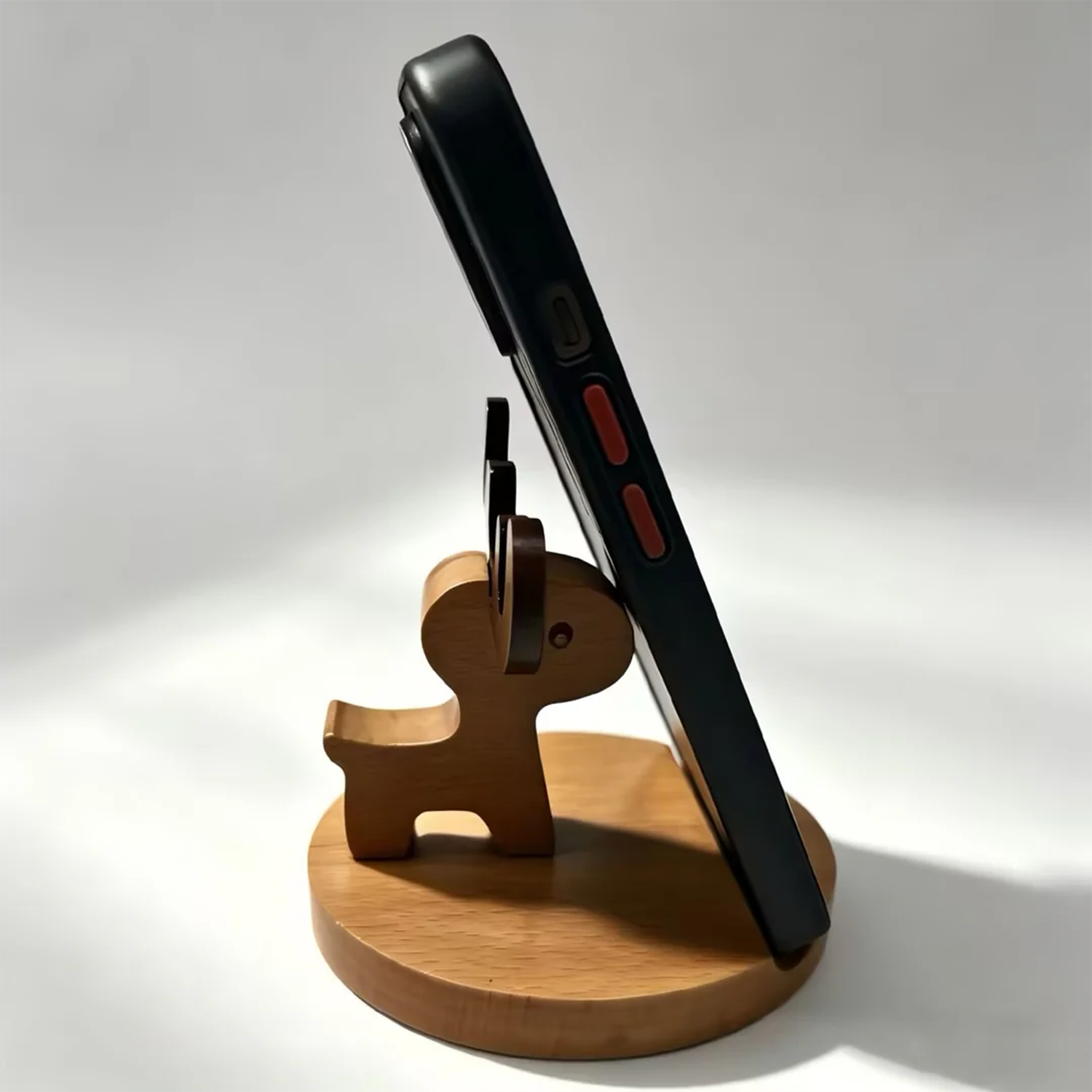 Hand-Carved Animal Shaped Desktop Phone Holder, Dual-Style Wooden Portable Device Support For Smartphones