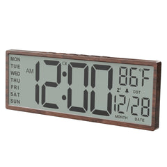 Screen Digital Wall & Desk Clock, Battery Powered Large Digit Timepiece with Weekday Calendar, Indoor Thermometer & Auto Daylight Saving Adjustment